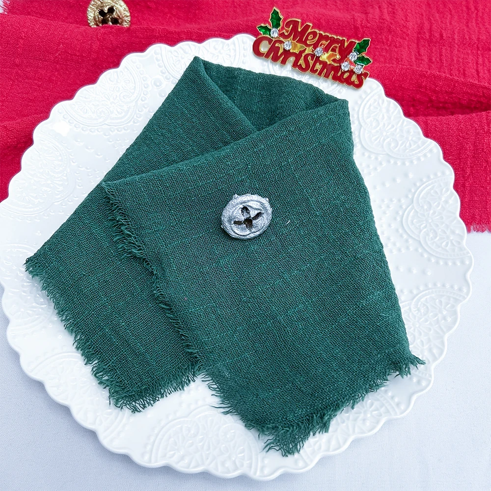 مجموعة من 6 المناديل القماشية القطنية الشاش 32x32 سنتيمتر النسيج الزفاف ديكور الاستخدام اليومي عشاء منشفة شاي الجدول قرية عيد الميلاد المناديل #2