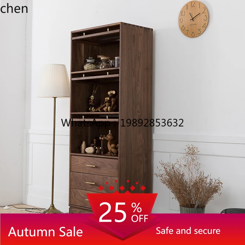 

black walnut flap door all solid wood rack wine cabinet walnut glass display cabinet