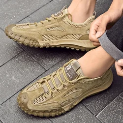 Zomer Ademende Uitgeholde Mesh Heren Wandelschoenen Outdoor Heren Sneakers Klimschoenen Luxe Kwaliteit Heren Sport Antislipschoenen