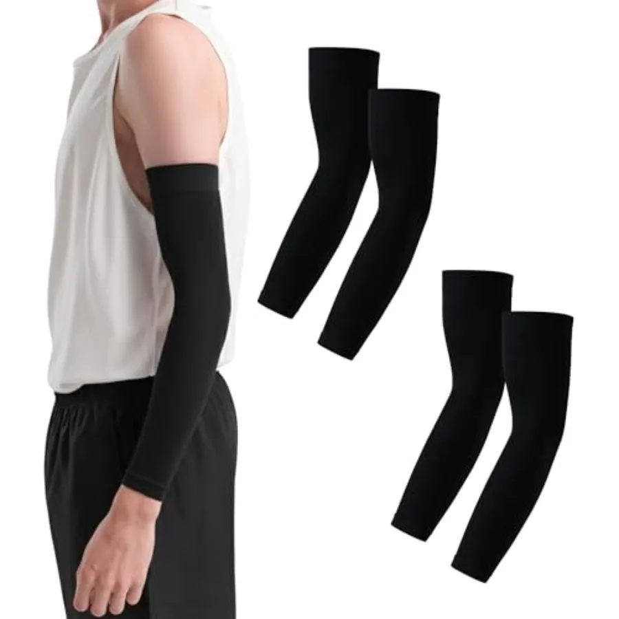 MONFOOT Arm Sleeves, UPF UV Protection Cooling Compression Arm Sleeves for Men and Women, Sports Sun Sleeves, 2-Pack