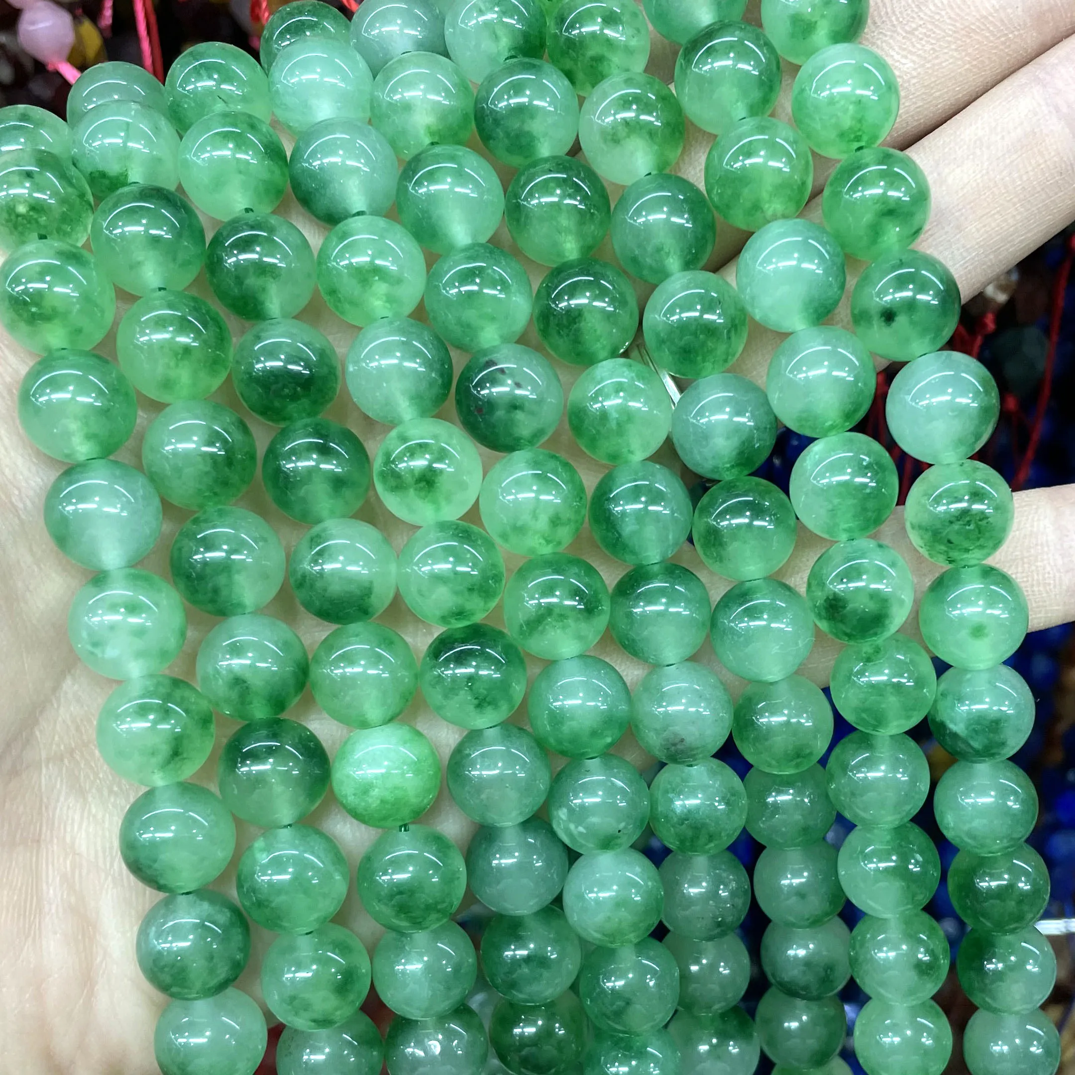 6 8 10 12 14MM Natural Stone Green Chalcedony Jades Round Spacer Beads For Jewelry Making DIY Bracelet Necklace Accessories