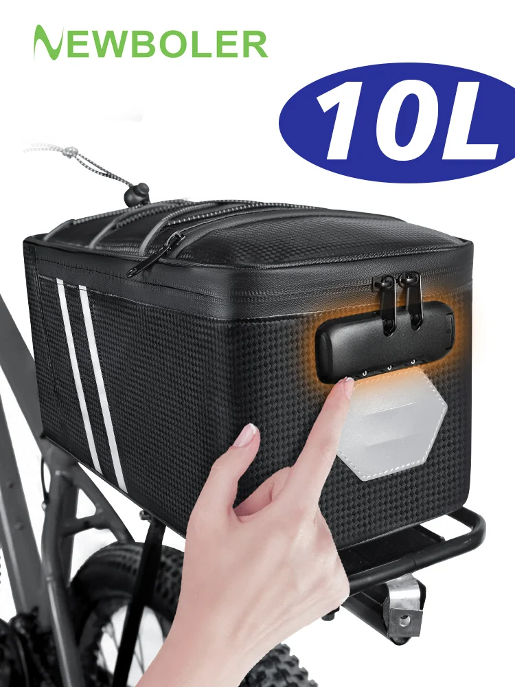 AliExpress NEWBOLER 10L Bicycle Rear Bag Combination Lock Bike Trunk Bag Water Resistant Bike Rack Bag Bikepacking Bike Accessories