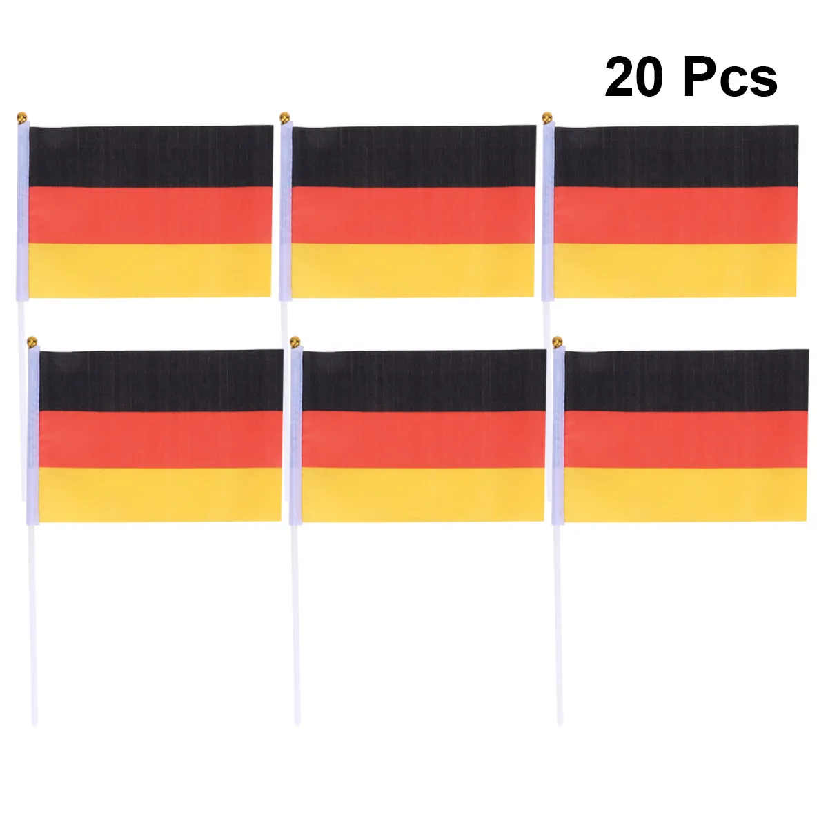 

20Pcs Mini Germany Hand Held Stick Flags Polyester Plastic Sticks Portable Lightweight Party Festival Sports Parade Decoration