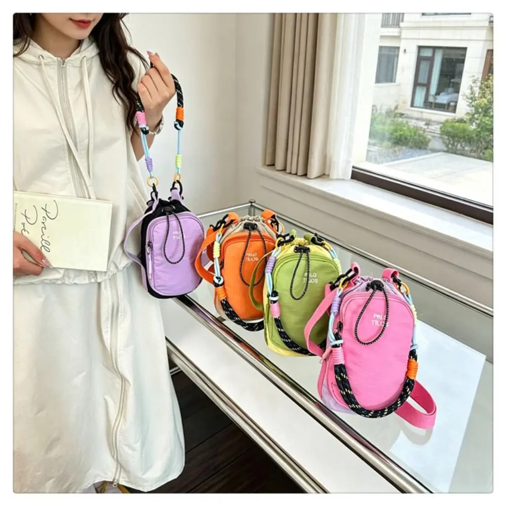 Dopamine Style Water Bottle Bag Hands-Free Adjustable Strap Thermal Mugs Shoulder Bag Creative with Phone Pocket