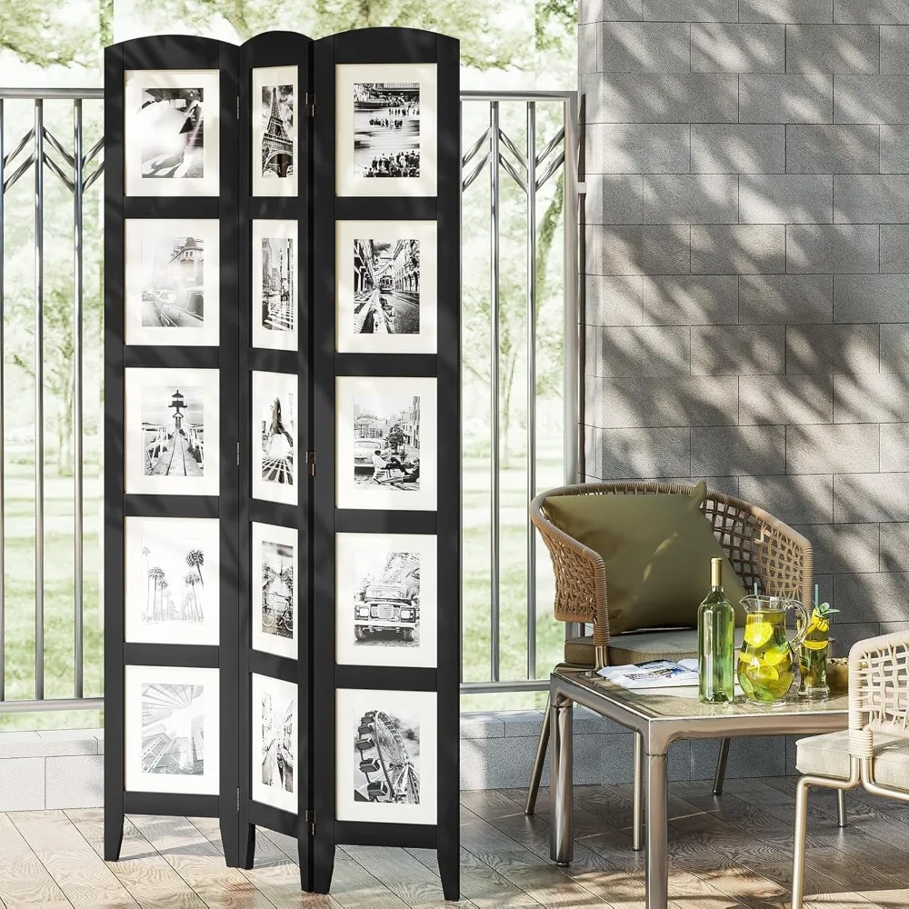 مقسم غرفة الصور من الخشب الصلب مكون من 3 ألواح، مناسب للإطارات مقاس 8 × 10 بدون سجاد، مصمم للصور مقاس 5 × 7