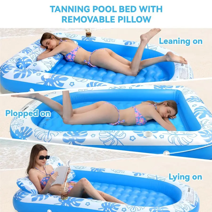 Bruiningsbad ligstoel vlotter met cervicaal kussen zwembad drijft volwassene voor zonnebaden, achtertuin, zwembadfeest opblazen ballenbak voor Babi