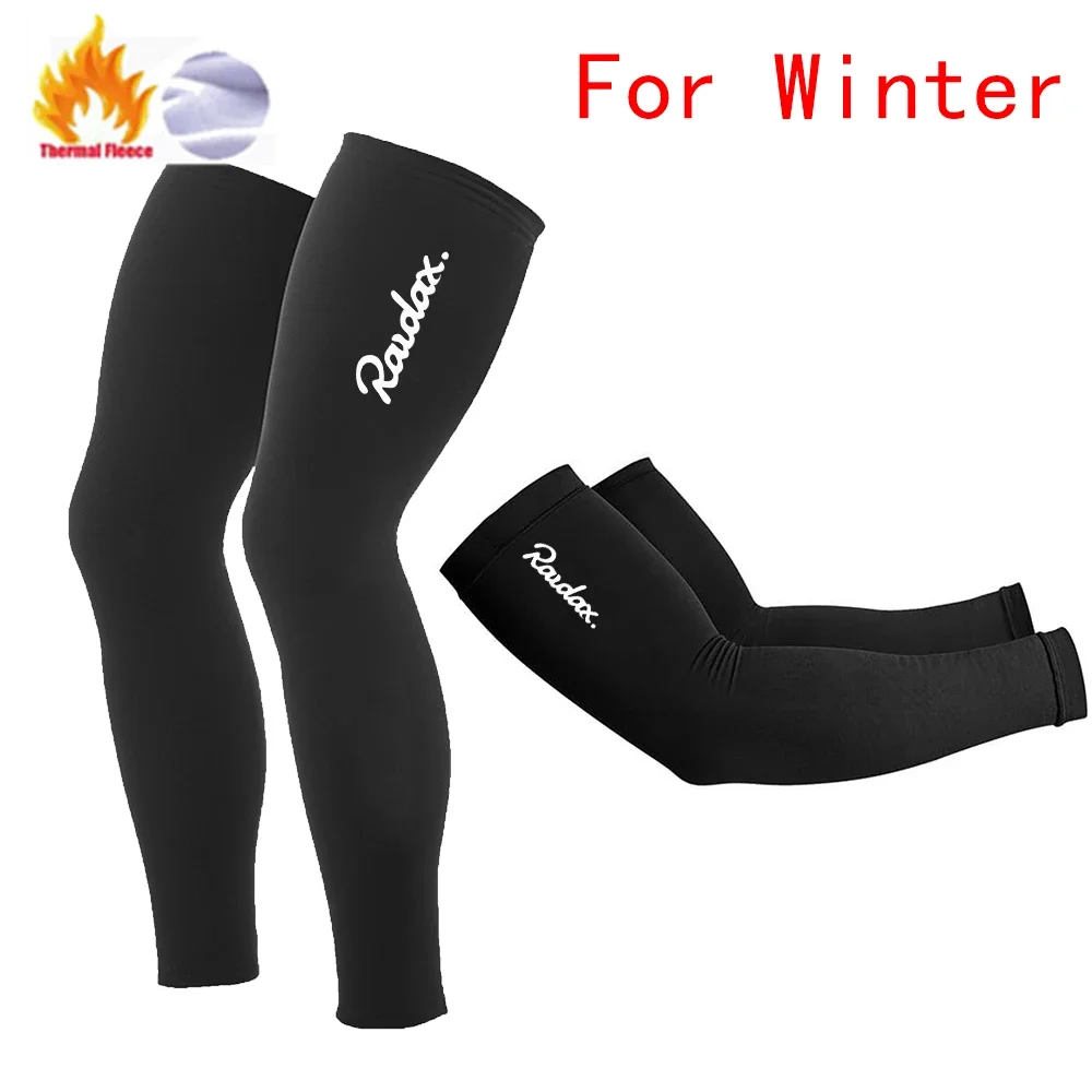 2024 Raudax Arm Leg Warmers Black/White Winter Thermal Fellce Cycling Arm Warmer MTB Bicycle Running Racing MTB Bike Leg Sleeve