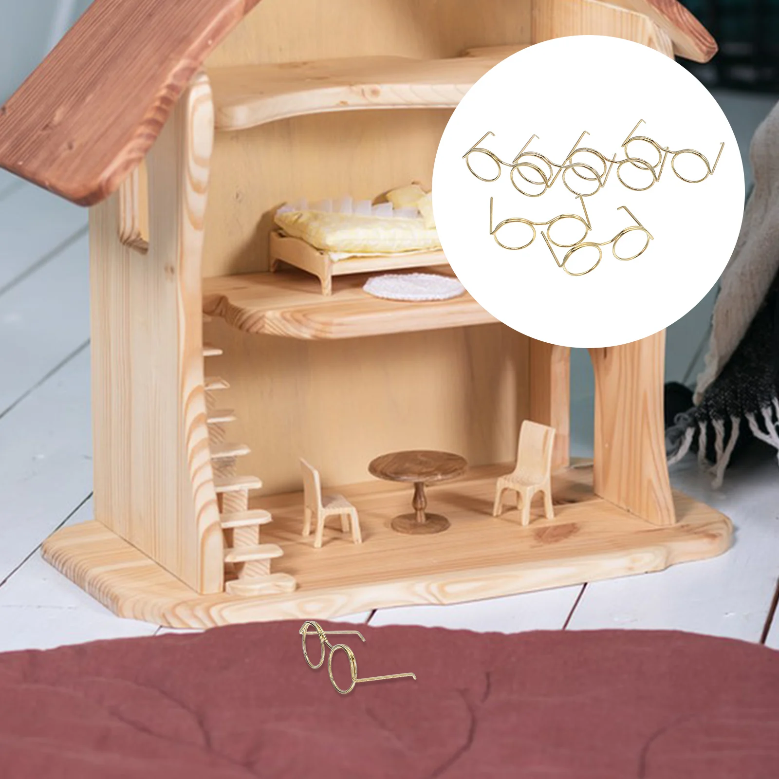 

50 Pcs House Mini Glasses Dollhouse Making Supplies for Crafts Frames Iron Size