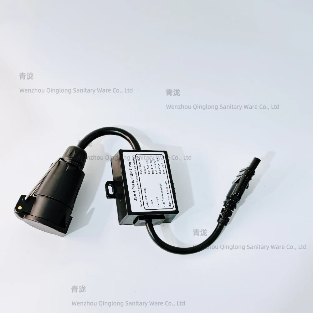 

Преобразователь света прицепа из США в Европу, 4-контактная плоская розетка (американский автомобиль), 7-контактная круглая розетка (европейский прицеп)