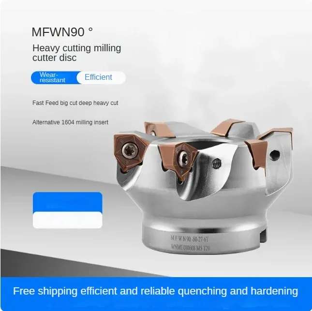 MFWN series 90° rough cutting fast feed right angle milling cutter disc installation WNMU080608 peach shaped blade