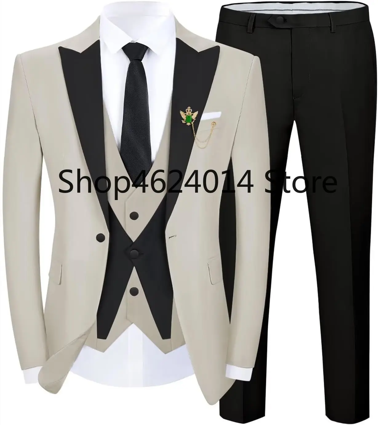 

Смокинг мужской костюм Slim Fit 3-х предметные мужские костюмы для свадьбы, выпускного вечера, жениха, модный пиджак на одной пуговице, жилет, брюки, комплект