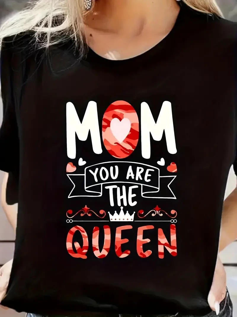 Queen's Love Letter Women's T-shirt Summer Fashion Short sleeved T-shirt Top Printed O-neck Casual T-shirt Women's Clothing