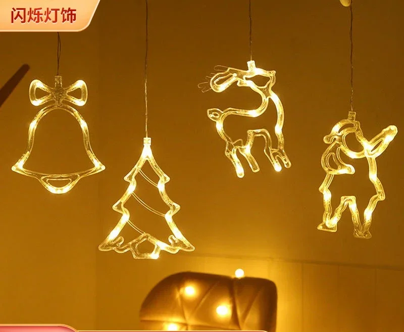 Christmas Lights LED Fairy String Lights Suction Cup Pendant Light Waterproof For Holiday Party Xmas Decoration 2024