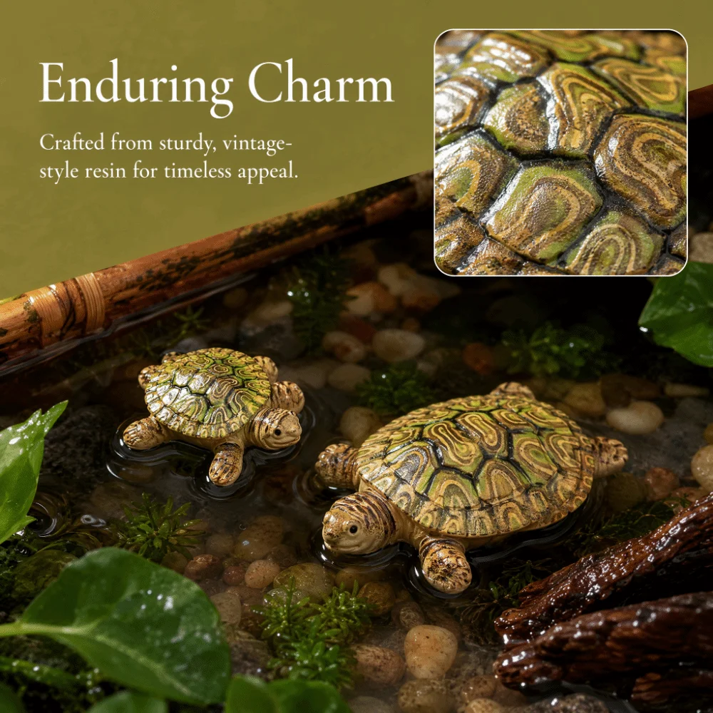 Floating Mini Turtle Statues Vintage Antique Garden figurine Resin Turtle Feng Shui Ornament Miniature Turtle Decor Desktop