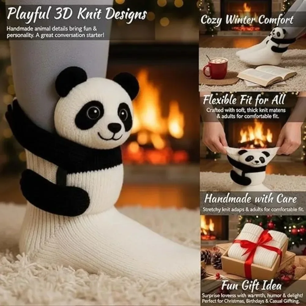 

Funny 3D Knitted Cute Animal Floor Socks Creative Novelty Handmade Crocheted Warm Socks Cubic Hug The Leg Socks Children's Gifts