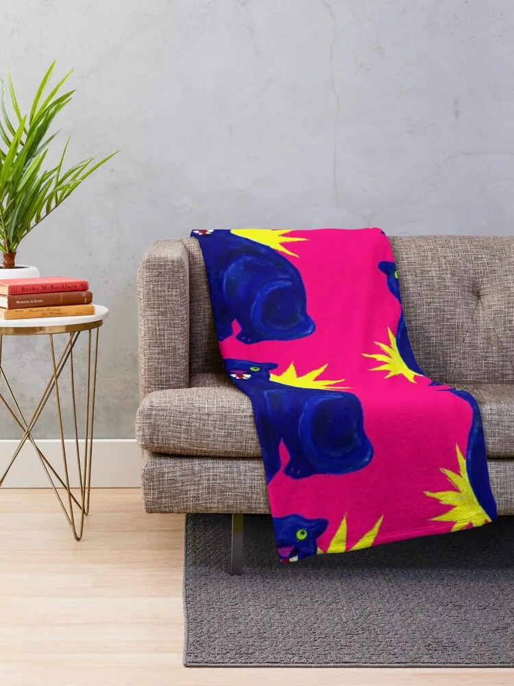 Mid-Century Modern Panther Statue Throw Blanket Kid'S Soft Decorative Beds Blankets