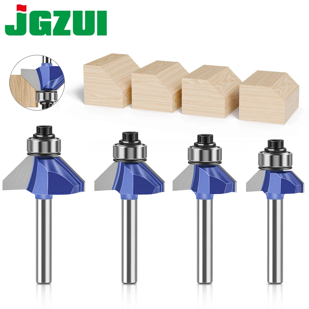 1-4Pcs Professional 1/4inch Shank 6mm Shank 45° Beveled Cutter Woodworking Milling Cutter Trimming Engraving Machine Router Bit