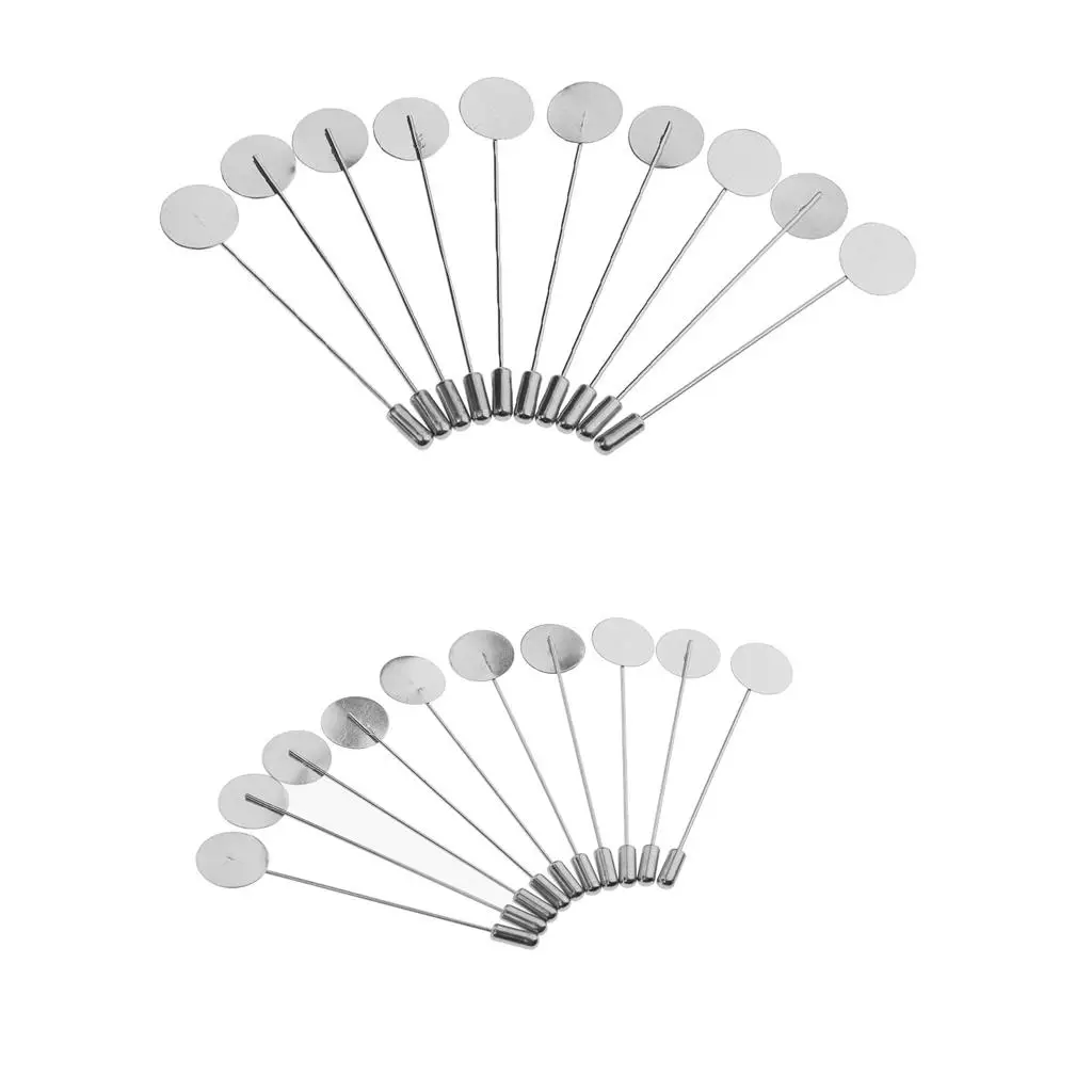 Glue on Pin Pad Brooch Pins Base Silver Straight Lapel Stick for Jacket Collar Party Jewelry