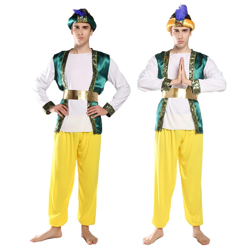 Mens Halloween Costumes For Men Adult Party Hindus Jasmine Costume Lamp Genie Adam Prince Fantasia Boy Arab Clothing Cosplay Ala