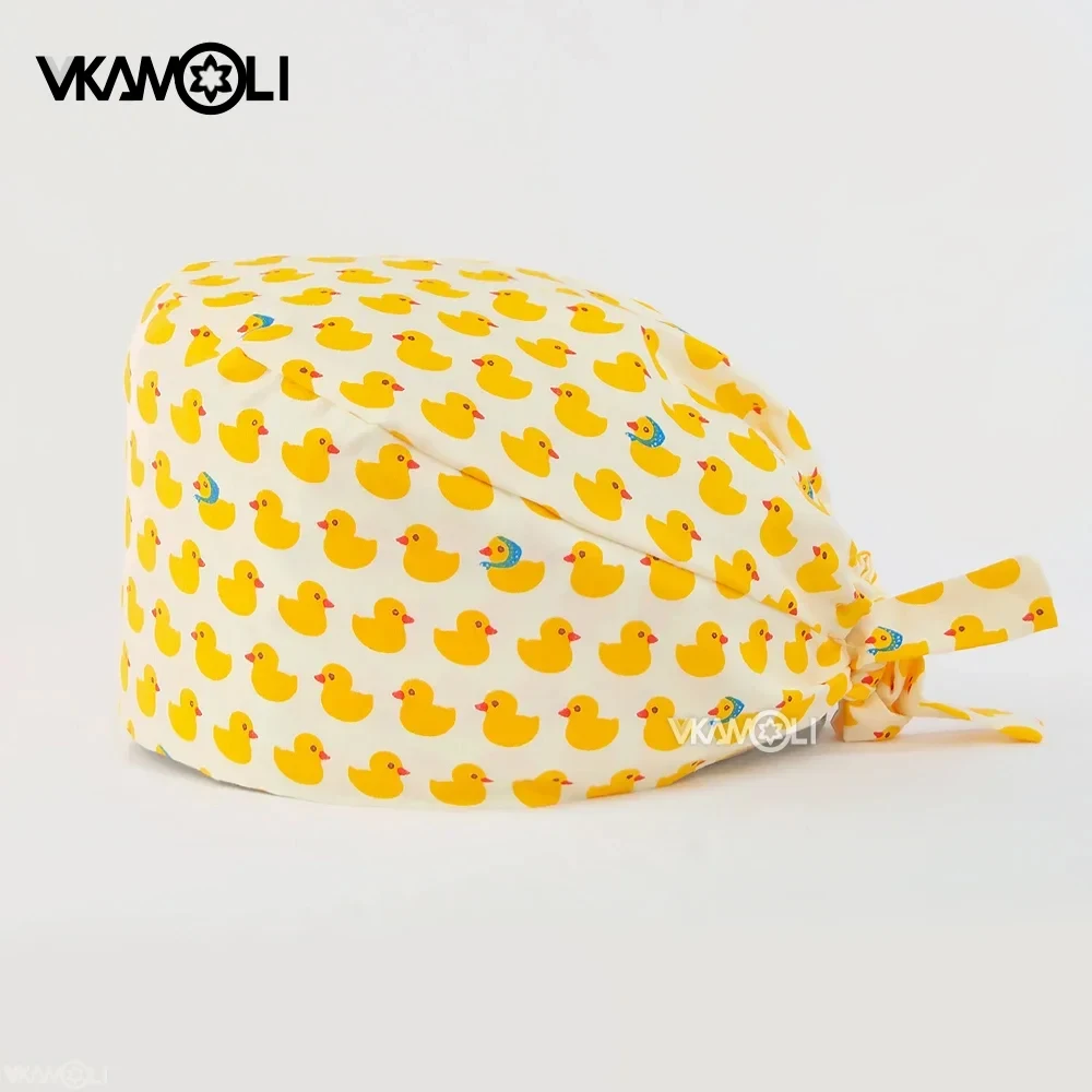 Casquettes de gommage en coton pour les professionnels médicaux dans la salle d'opération, chapeaux d'infirmière mignons pour cheveux longs dans la casquette chirurgicale