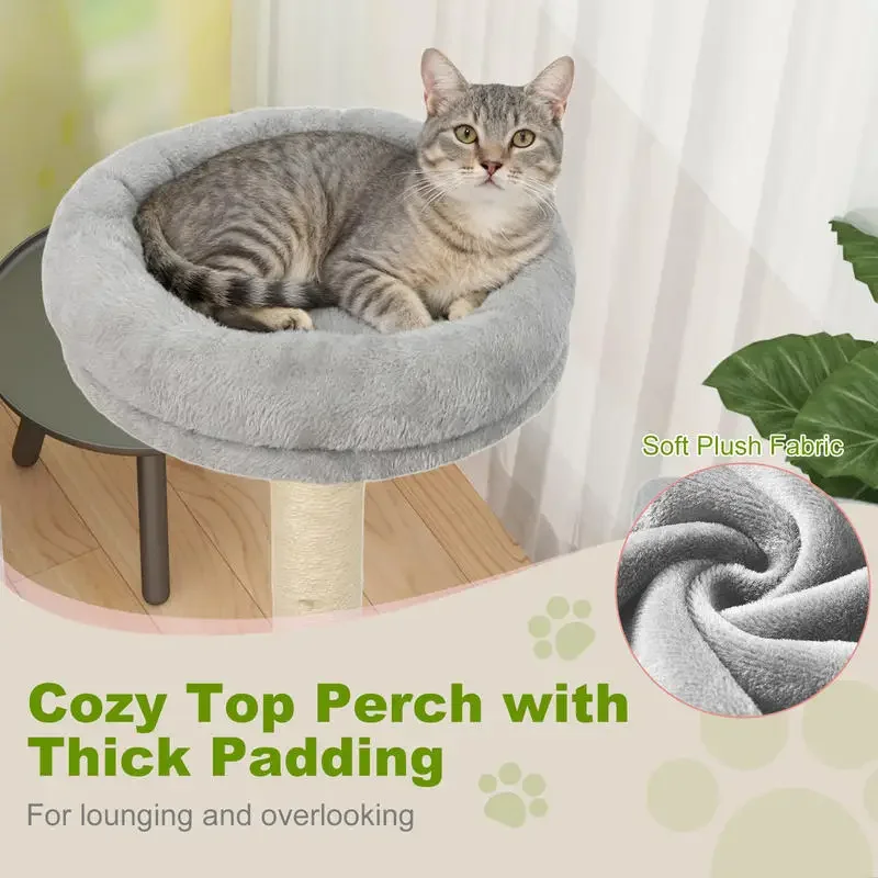 

48 Inches Tall Cat Tree Multi-Level Kitten Tower with Large Condo Padded Top Perch-Light Gray