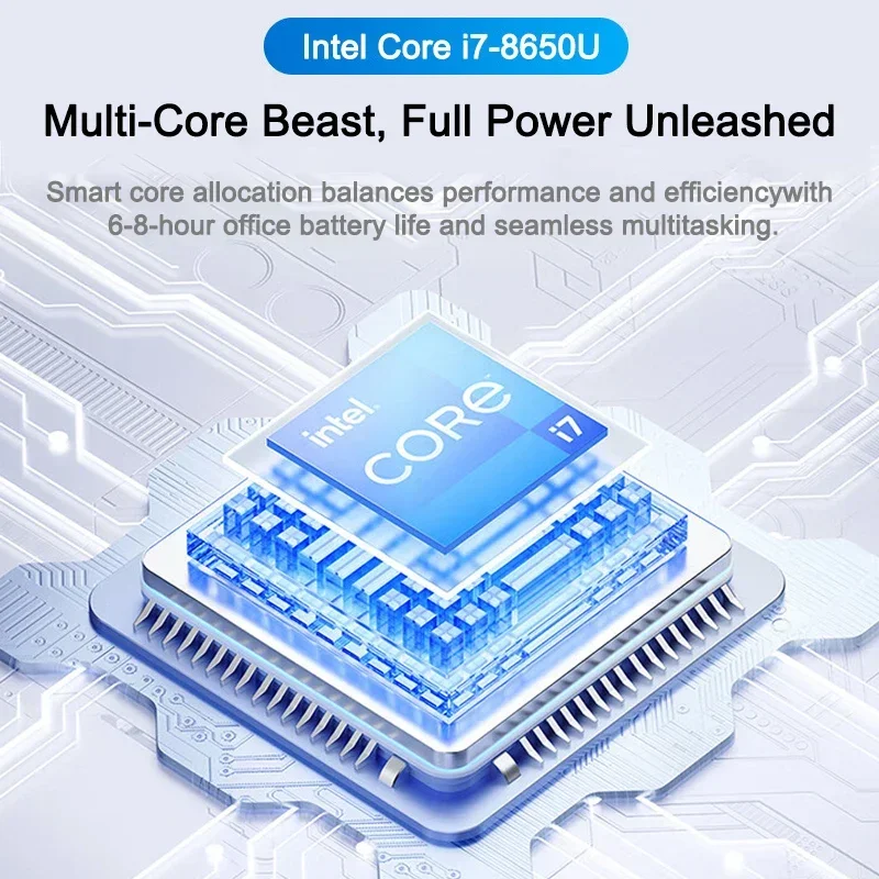 Laptop de 14.1 Polegadas com Aparência Simples e Elegante, Adequado para Estudantes e Trabalhadores de Escritório, Intel Core i7-8650U