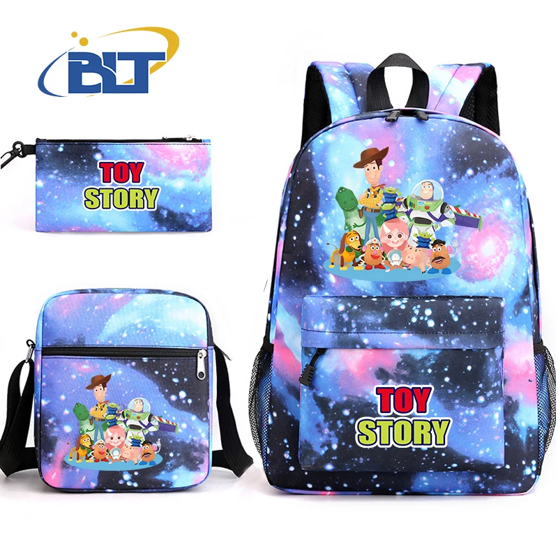 MINISO Toy Story Printed Student Schoolbag Set Children's Shoulder Bag Pencil Bag Backpack Three-piece Set