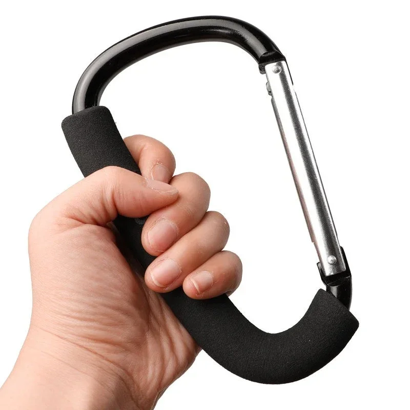 Baby Stroller Hook Supermarket Shopping Hook Large Carabiner Aluminum Alloy Large Hook Black Size