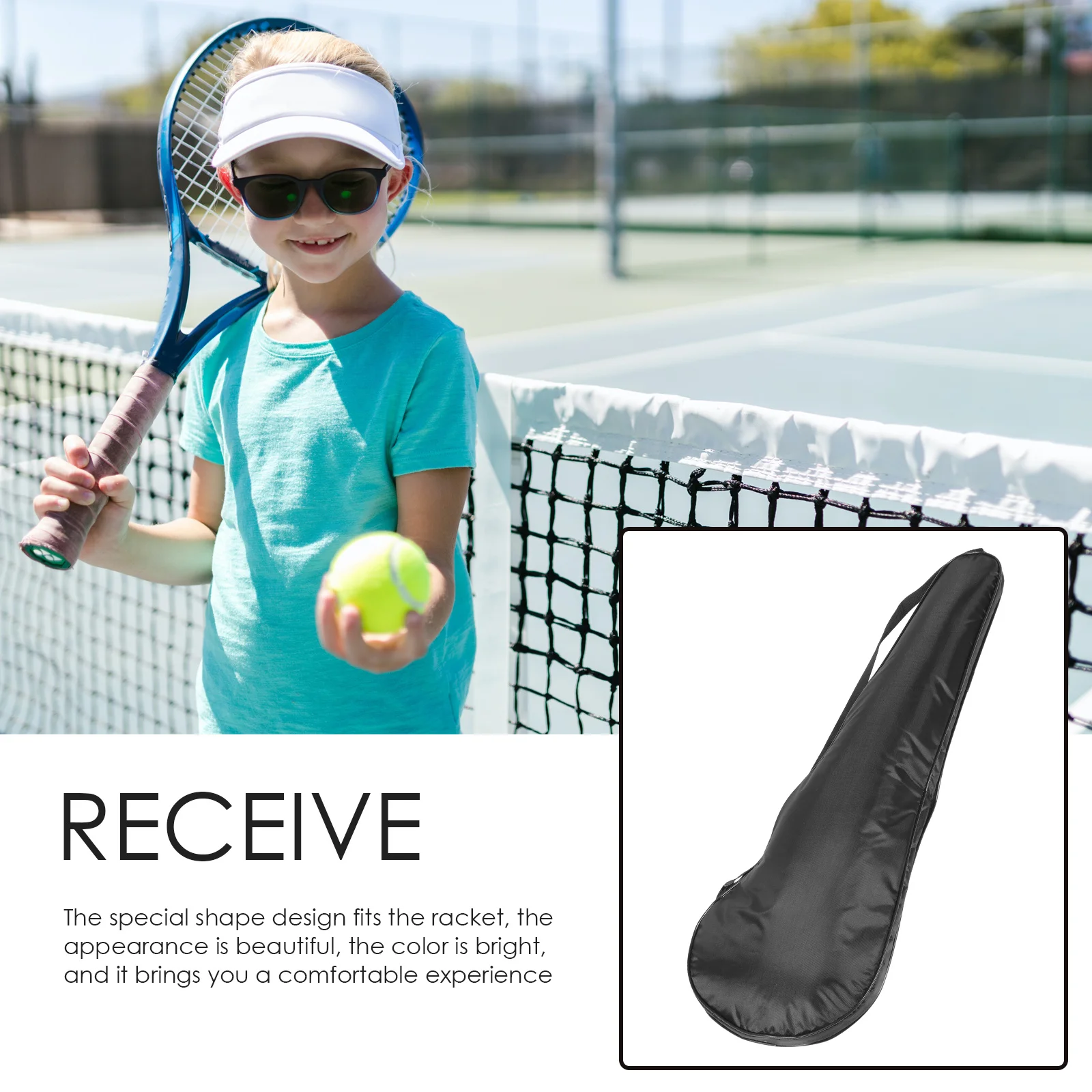 غطاء مضرب التنس، حقيبة تخزين مضرب كرة الريشة، خفيفة الوزن ومتينة من قماش أكسفورد، حقيبة واقية بحزام الكتف، حقيبة خارجية
