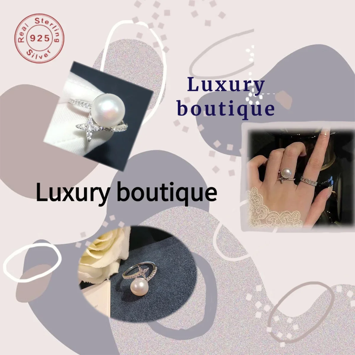 

Pure silver S925 pearl ring, noble and luxurious zircon mother gift, OL style