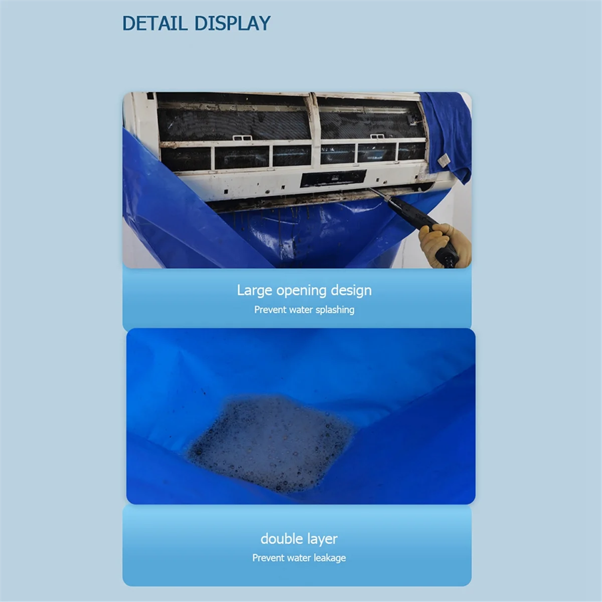 Kit de cubierta de limpieza de aire acondicionado, bolsa impermeable de protección contra el polvo para aire acondicionado, herramienta de limpieza sin desmontaje