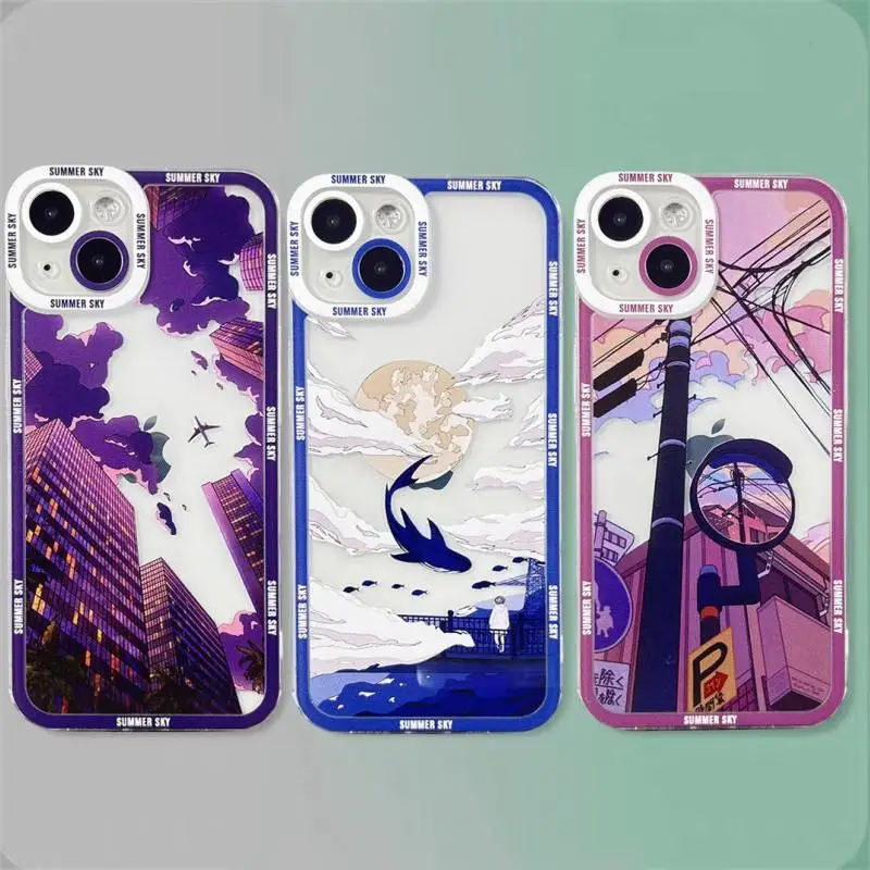 Summer Sky Phone Case For OPPO A17 A16 A58 A78 A5S A9 A5 A53 2020 A15 A76 A55 A54 A74 A52 A72 A73 A92 A93 A94 A95 A96 Cover