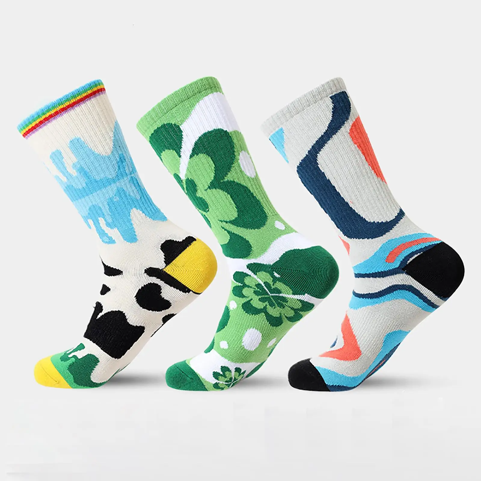

Мужские и женские красочные классические носки, мужские модные носки с разноцветным узором