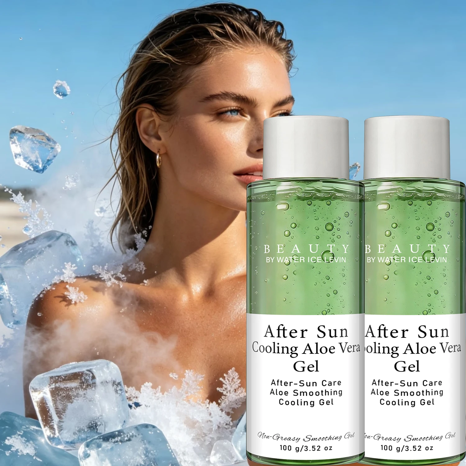Gel Après-Soleil Rafraîchissant Non Gras à l'Aloe Vera, Gel Réparateur Hydratant et Lissant au Collagène pour la Peau