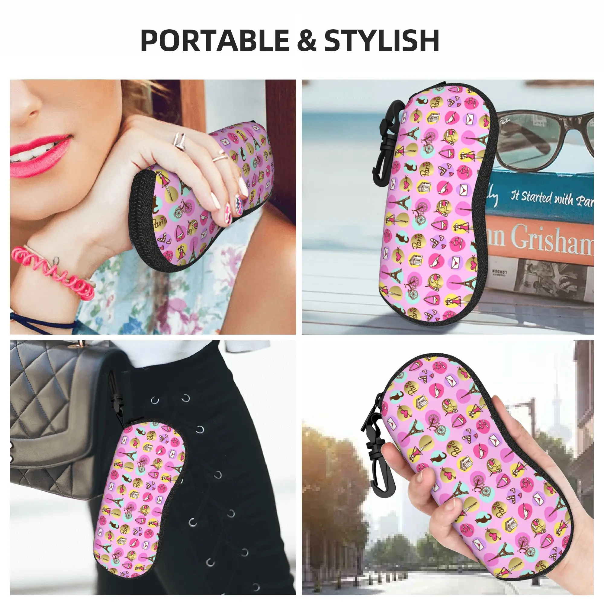 French Paris Glasses Case Cover Fashion Portable Sunglasses Case Men Women Convenient Eyeglass Protector Trend Eyewear Bag
