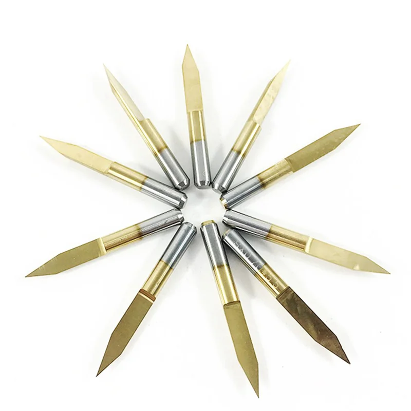 

AB42-30Pcs 30 Degree 0.1Mm Tip Titanium Coated Flat Bottom Carbide PCB Engraving Bits V-Shape CNC Router Cutter Cutting Tool