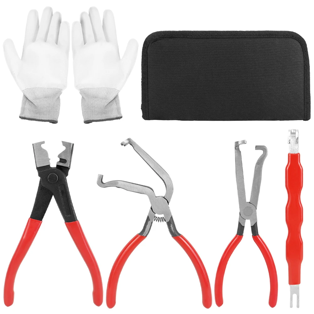 

5Pcs Kit Electrical Disconnect Pliers Set with Gloves Auto Connector Tool for Fuel Line, Wiring, Sensors & Coils