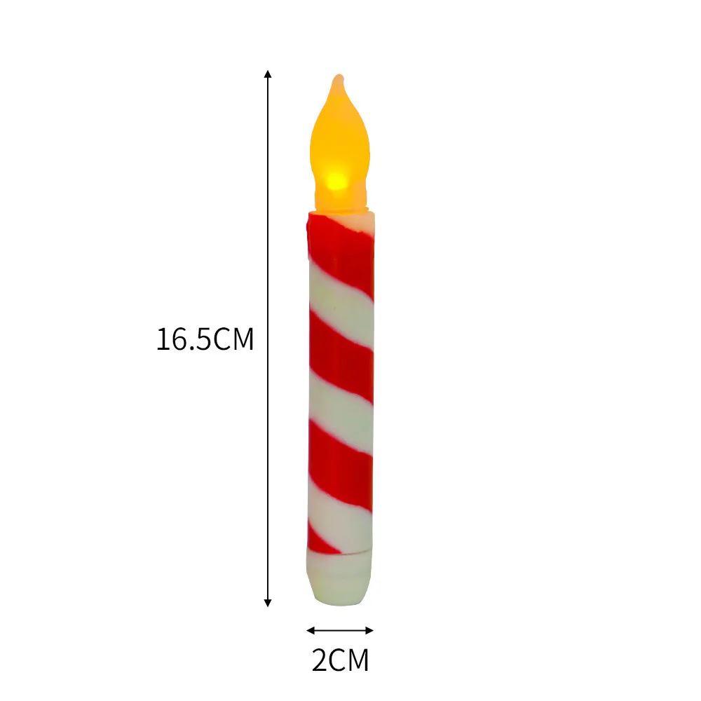 12Pcs Classic Candy Striped Flameless Christmas Taper Candles, LED Candlesticks for Christmas Party Wedding Home Decoration