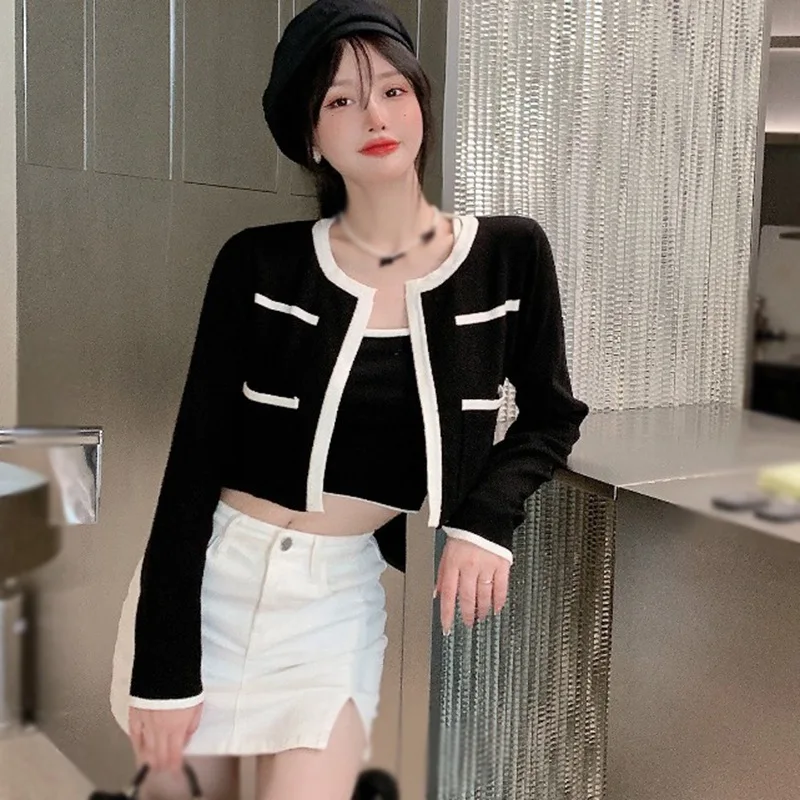 Women Long Sleeve Cardigans  Patchwork Sexy Sweet All-match Party Cozy New Ulzzang Outfits Mujer Ins