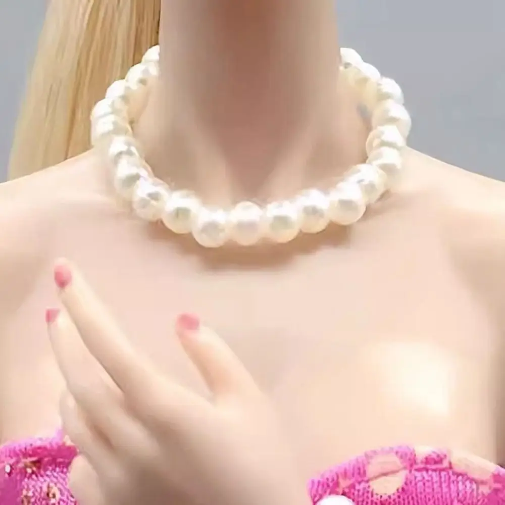 Fashion Doll Plastic White Pearl Necklace Doll Earring Necklaces Crowns Bracelet Jewelry Accessories For 1/6 1/3 1/12 Doll Decor