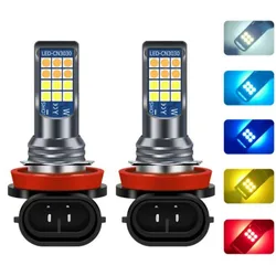 H11 LED HB4 9006 HB3 9005 Two-Color Car LED H4 H8 H7 Fog Light Bulb 3030 24 SMD 2500LM 12V Auto Driving Running Lamp 12V 24V