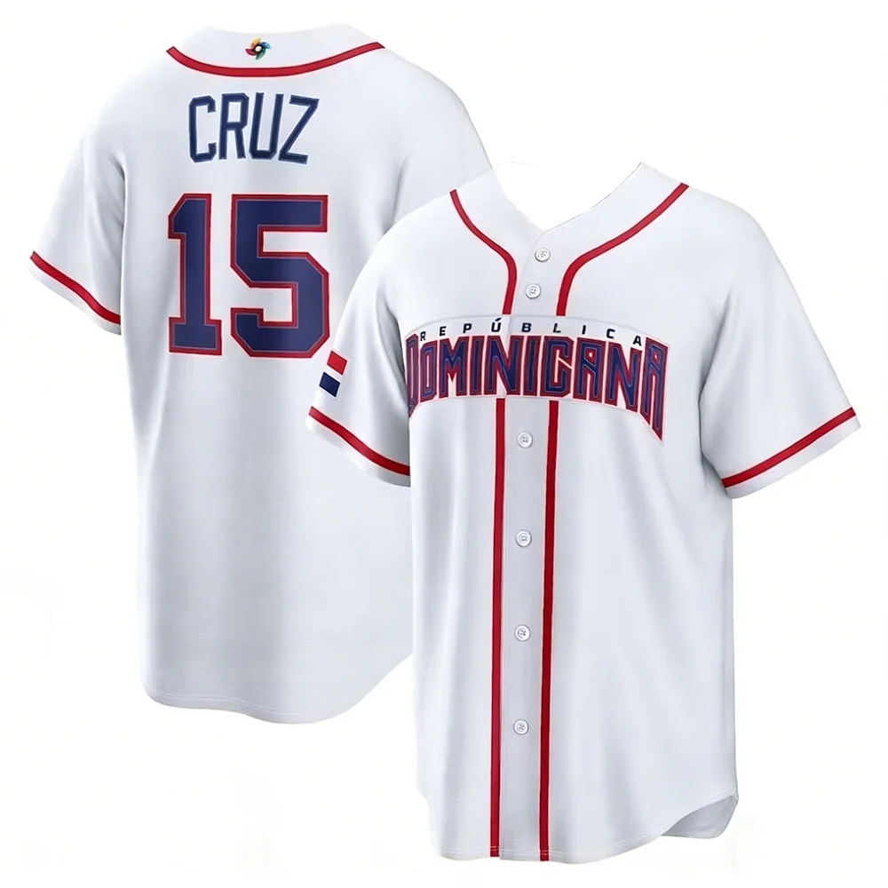 Dominikanische Nationalmannschaft Baseball-Trikot Atmungsaktiv Schnelltrocknend Digital-Druck Trendiger Street-Style Lässiges Trikot für Fans – Detail 6