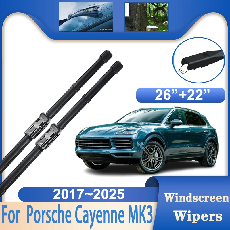 

Для Porsche Cayenne MK3 III 9YA 9YB Запчасти Аксессуары 2017 ~ 2025 Автомобильное стекло Лобовое стекло Щетки стеклоочистителей Автомобильные дождевые лезвия