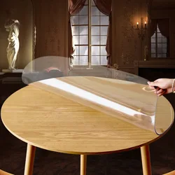 160cm PVC Round Table Carpet Transparent Waterproof Tablecloth Kitchen Pattern Table Cover Glass Soft Cloth Dining Table Mat