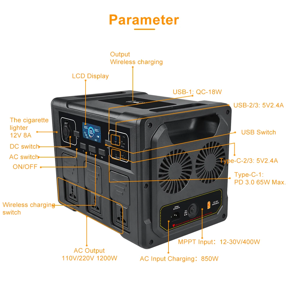 تلفزيون كامل الشمسية خارج الشبكة لا مولد الطاقة الشمسية المحمولة 1200 واط بطارية مولد الطاقة الشمسية 220 فولت المحمولة #4