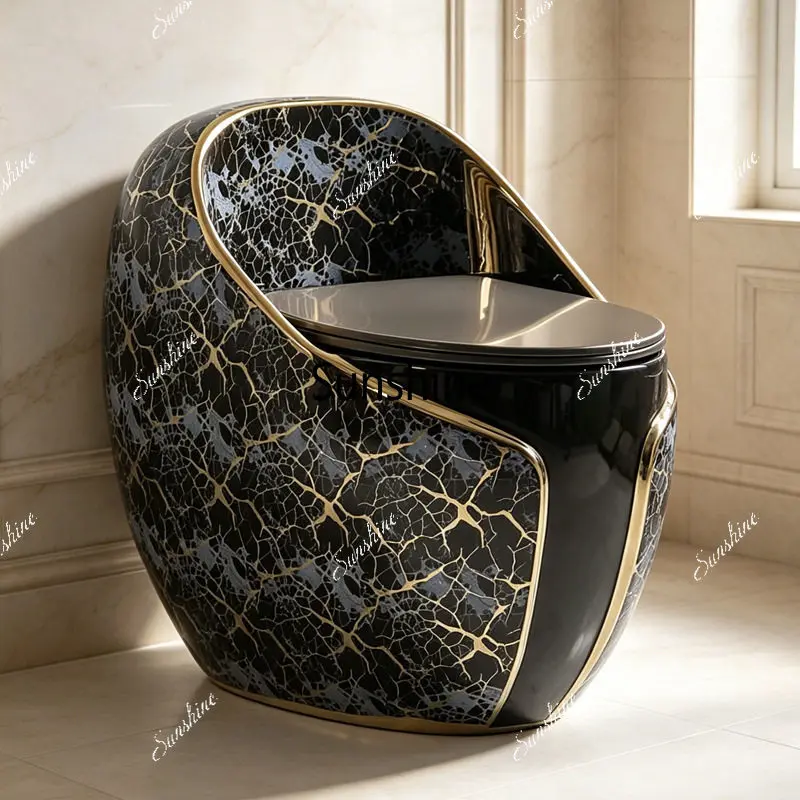 European household golden chicken egg-shaped toilet siphon color toilet