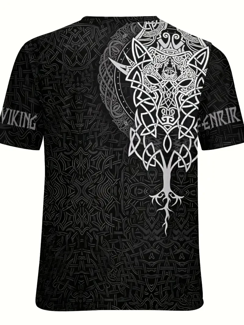 الرجال تي شيرت عادية كم قصير تي شيرت س الرقبة البلوز فايكنغ Harajuku طباعة تي شيرتات عجيبة الذكور المتضخم الملابس الشارع الشهير