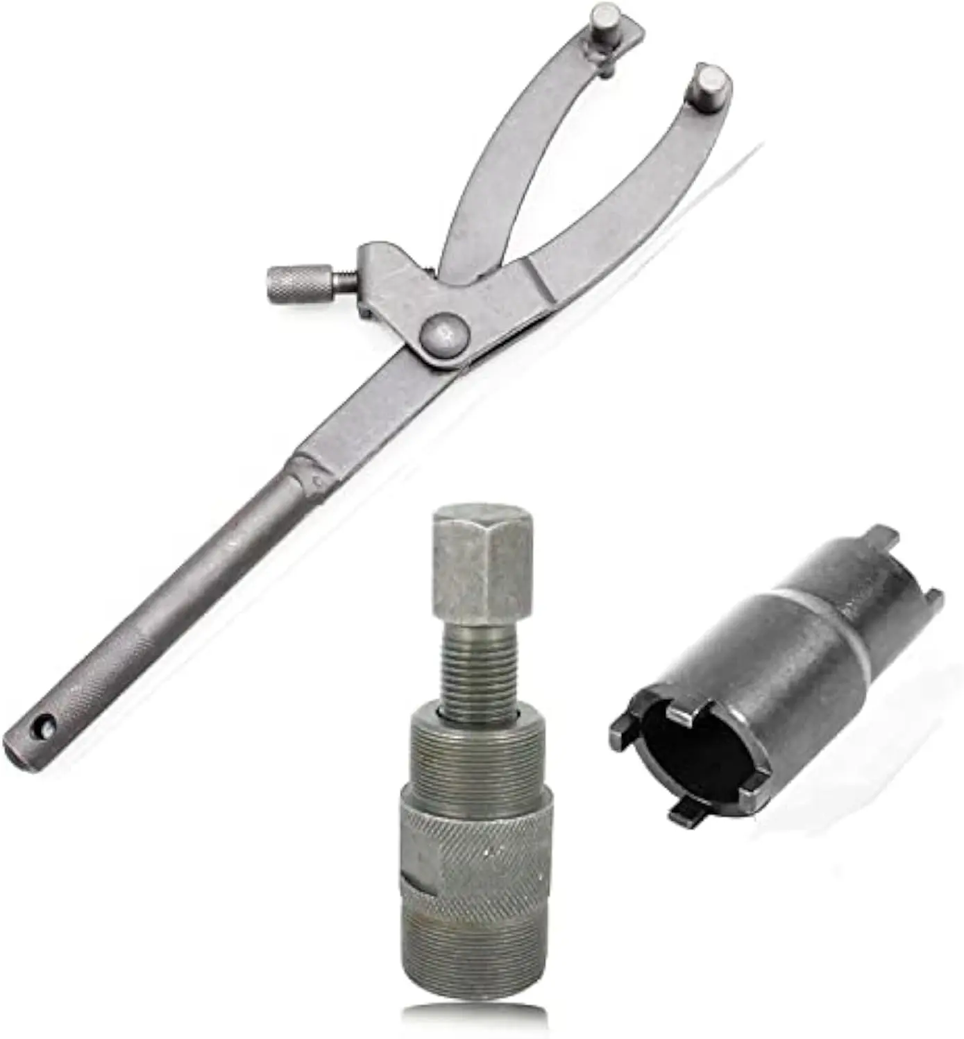 

3-Piece Motorcycle Flywheel & Clutch Tool Set with Adjustable Wrench and Lock Nut Spanners for ATV Scooter Repair