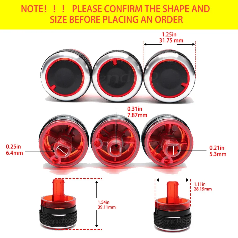 3Pcs/Set Car Ac Knob Switch  Conditioning Heat Control Switch Ac Knob Auto Car Accessories Fit For Peugeot 206 207 2006-2011