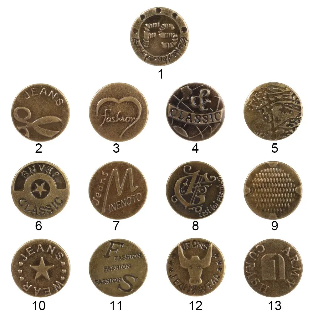 Accessories Pants No Sewing Retro Iron Threaded Button Jeans Buttons